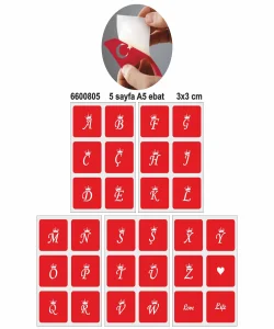 Taçlı Harf Şablon Set Dövme Deseni