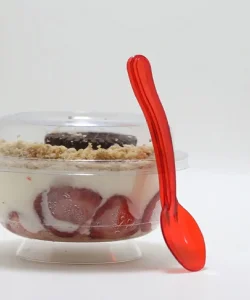 Transparan Parlak Kırmızı Dalgalı Dondurma-Tatlı Kaşık 50li