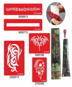 Tribal Zincir Desenleri Hint Kınası ile Geçici Dövme Yapma Seti