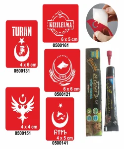 Türkçülük Sembolleri  Hint Kınası ile Geçici Dövme Yapma Seti
