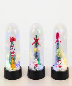 Yılbaşı Temalı Işıklı  Dekoratif Cam Fanus SPR5076