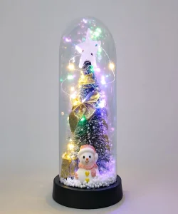 Yılbaşı Temalı Işıklı  Dekoratif Cam Fanus SPR5079