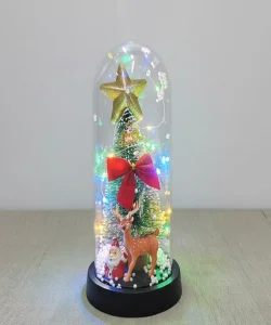 Yılbaşı Temalı Işıklı  Dekoratif Cam Fanus SPR5080