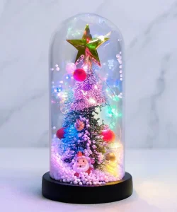 Yılbaşı Temalı Işıklı  Dekoratif Cam Fanus SPR5082