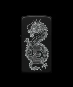Benzinli Çakmak Ejderha Figürlü E Harfli Tasarım - V10