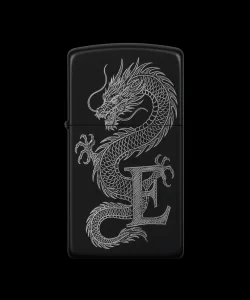 Benzinli Çakmak Ejderha Figürlü E Harfli Tasarım - V12