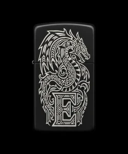 Benzinli Çakmak Ejderha Figürlü E Harfli Tasarım - V14