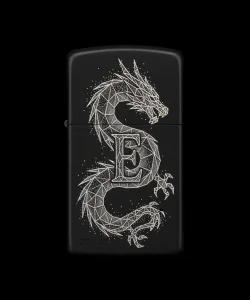 Benzinli Çakmak Ejderha Figürlü E Harfli Tasarım - V16