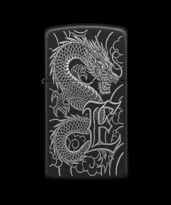 Benzinli Çakmak Ejderha Figürlü E Harfli Tasarım - V18