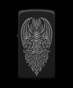 Benzinli Çakmak Ejderha Figürlü E Harfli Tasarım - V23