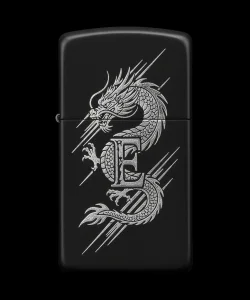 Benzinli Çakmak Ejderha Figürlü E Harfli Tasarım - V40