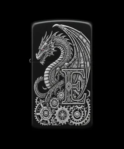 Benzinli Çakmak Ejderha Figürlü E Harfli Tasarım - V41