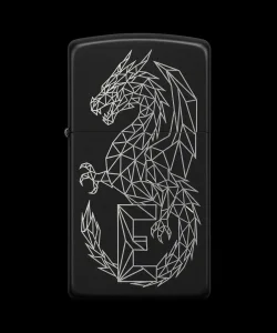 Benzinli Çakmak Ejderha Figürlü E Harfli Tasarım - V43