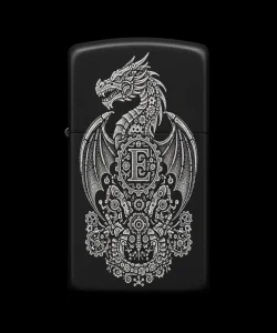 Benzinli Çakmak Ejderha Figürlü E Harfli Tasarım - V44