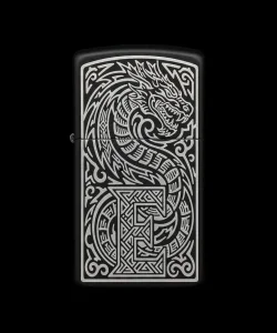 Benzinli Çakmak Ejderha Figürlü E Harfli Tasarım - V57