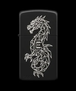 Benzinli Çakmak Ejderha Figürlü E Harfli Tasarım - V6