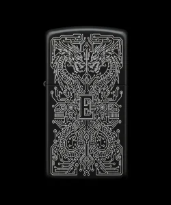 Benzinli Çakmak Ejderha Figürlü E Harfli Tasarım - V60