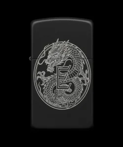 Benzinli Çakmak Ejderha Figürlü E Harfli Tasarım - V65