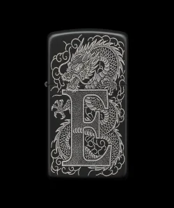 Benzinli Çakmak Ejderha Figürlü E Harfli Tasarım - V71