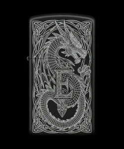 Benzinli Çakmak Ejderha Figürlü E Harfli Tasarım - V77