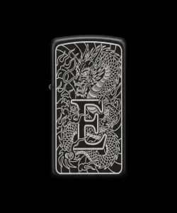 Benzinli Çakmak Ejderha Figürlü E Harfli Tasarım - V78