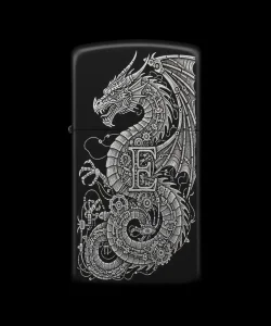 Benzinli Çakmak Ejderha Figürlü E Harfli Tasarım - V93