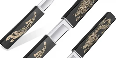 Çift Bıçak Tanto Siyah Ejder M390 Çelik 20 cm