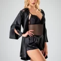 Kaliteli Şık Siyah Bodysuit 3lü Şort Takımı