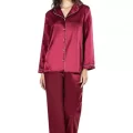 Bordo Şık Saten Gecelik Pijama Takımı
