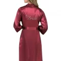 Bordo Kısa Saten Bride Sabahlık