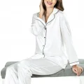 Kaliteli Ekru Saten Şık Gecelik Pijama