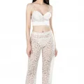 Ekru Şık Üçlü Büstiyerli Saten Sabahlık Gecelik Pijama