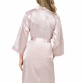 Pudra Kısa Saten Bride Sabahlık