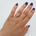 Altın Kap. 8mm Buzlu Pembe Kalp Zirkonlu Yüzük