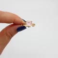 Altın Kap. 8mm Buzlu Pembe Kalp Zirkonlu Yüzük