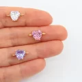 Altın Kap. 8mm Çift Kulplu Zirkon Kalp