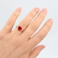 Altın Kap. 8mm Kırmızı Kalp Zirkonlü Yüzük