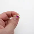 Altın Kaplama 6mm Kalp Yüzük Fuşya