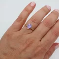 Altın Kaplama 8mm Lila Kalp Zirkonlu Yüzük