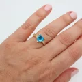 Altın Kaplama 8mm Mavi Kalp Zirkonlu Yüzük