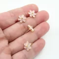 Altın Kaplama Buzlu Pembe Çiçek Çivili Küpe