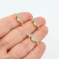 Altın Kaplama Mavi Taşlı Mini Deniz Atı