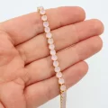 Altın Kaplama Yuvarlak Taşlı Buzlu Pembe Bileklik