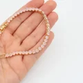 Altın Kaplama Yuvarlak Taşlı Buzlu Pembe Bileklik