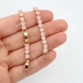 Altın Kaplama Yuvarlak Taşlı Buzlu Pembe Bileklik
