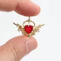 Altın Kaplama Zirkonlu Yeni Kanatlı Kalp