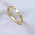 Çelik Düz Bilezik Gold Renk Taşlı