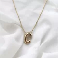 Çelik Harf Kolye Gold İtalyan Zincir C