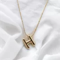 Çelik Harf Kolye Gold İtalyan Zincir H