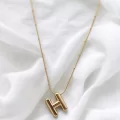 Çelik Harf Kolye Gold İtalyan Zincir H